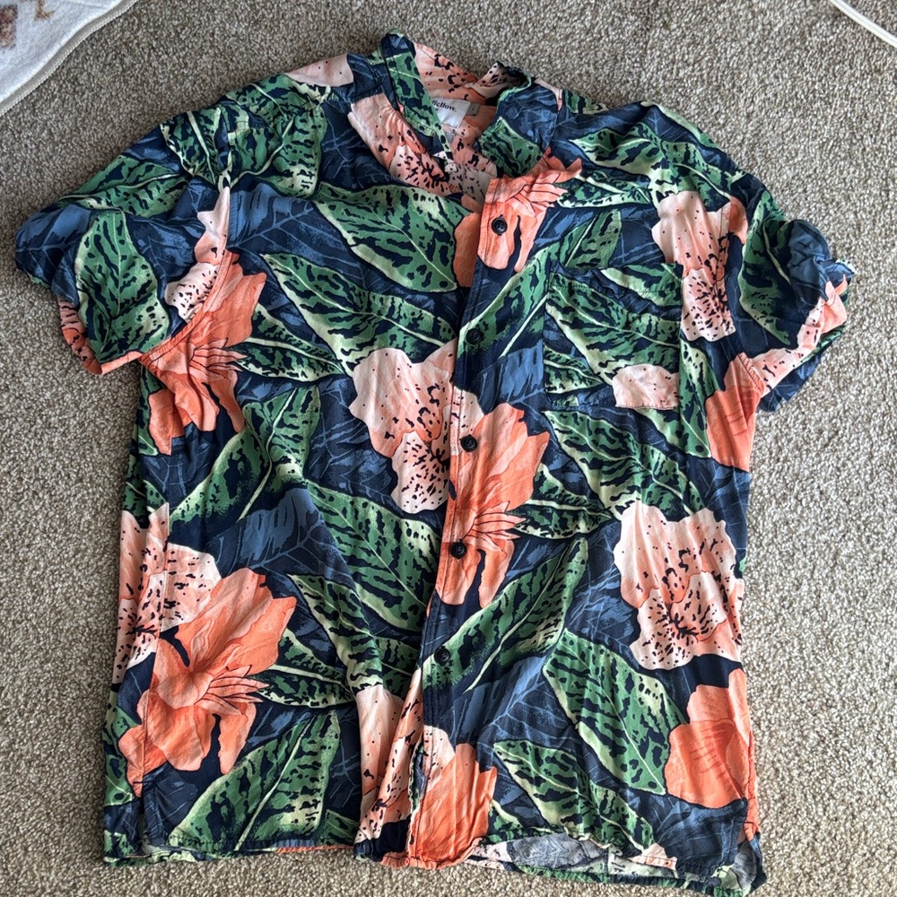Goodfellow & Co Men's Floral Button Down Shirt - Blue, Green, Orange